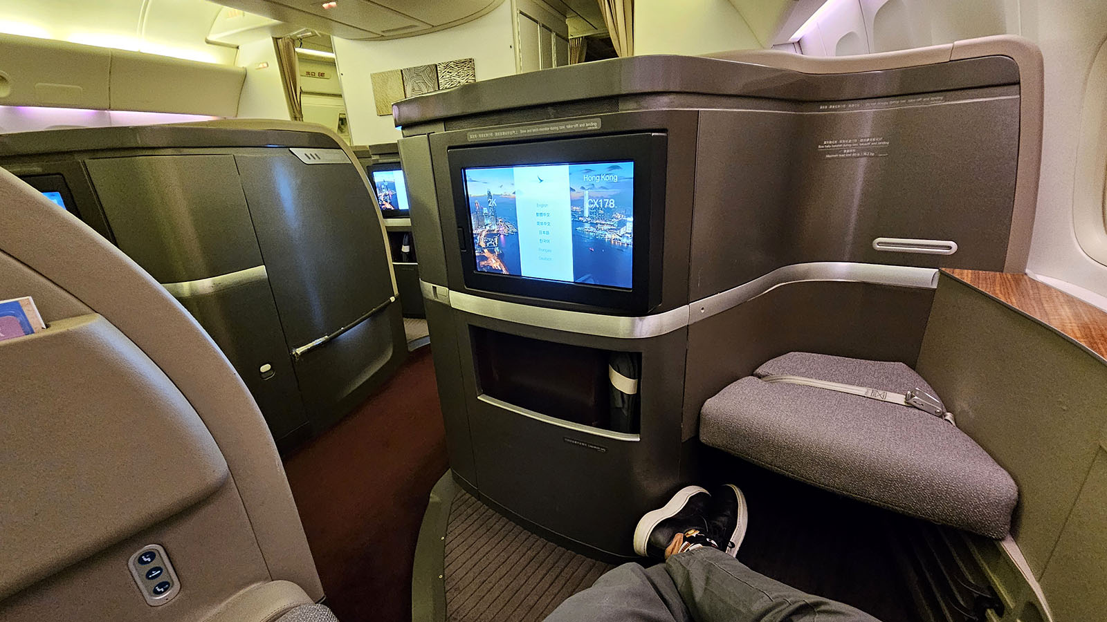 Screen in First Class on the Cathay Pacific Boeing 777