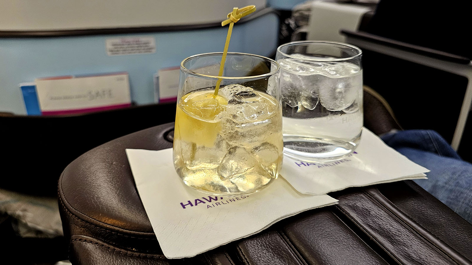 Mai tai in Hawaiian Airlines Business Class