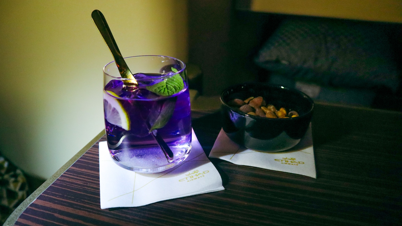 Butterfly mocktail on Etihad Business Class