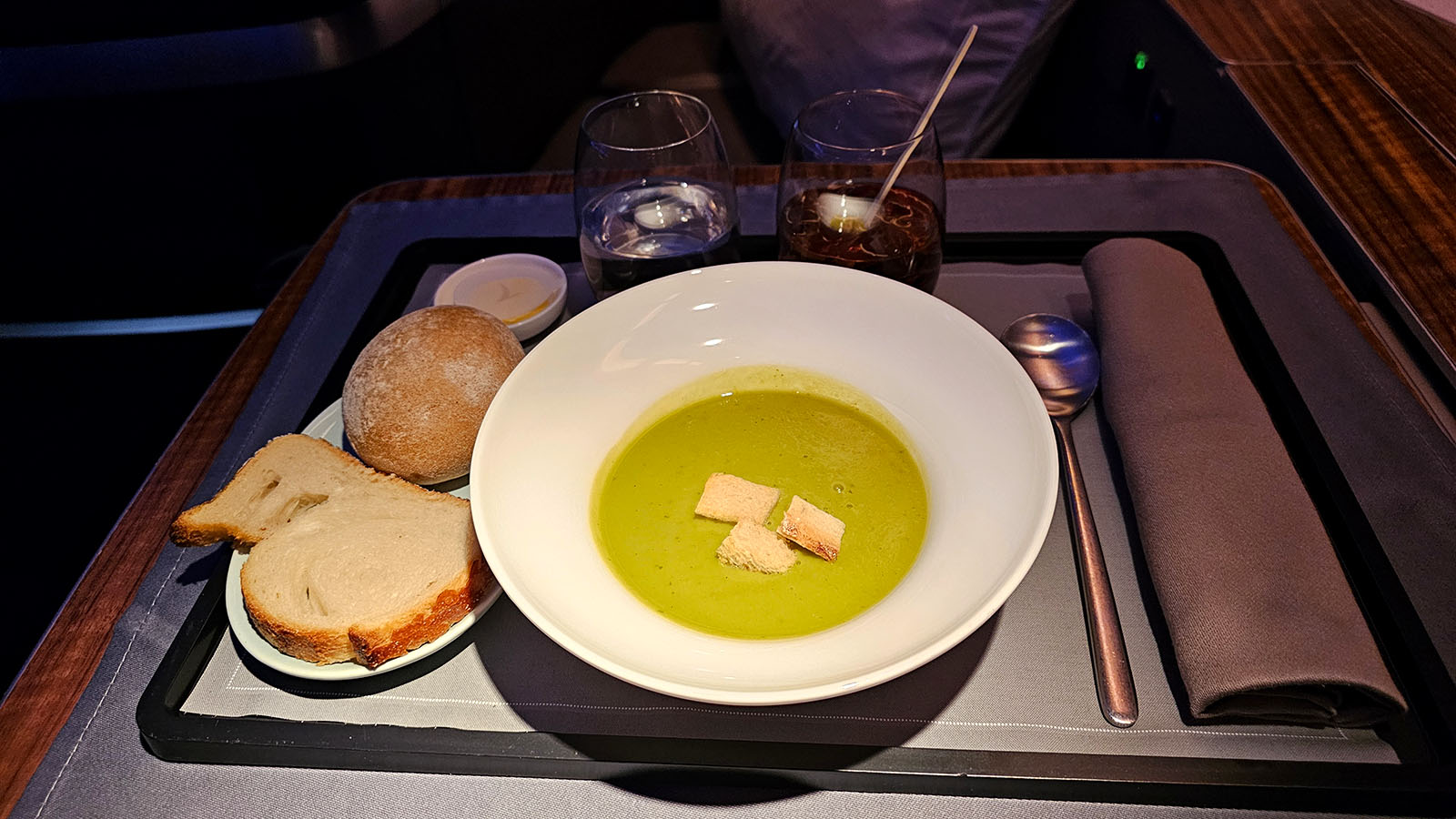 Supper in First Class on the Cathay Pacific Boeing 777