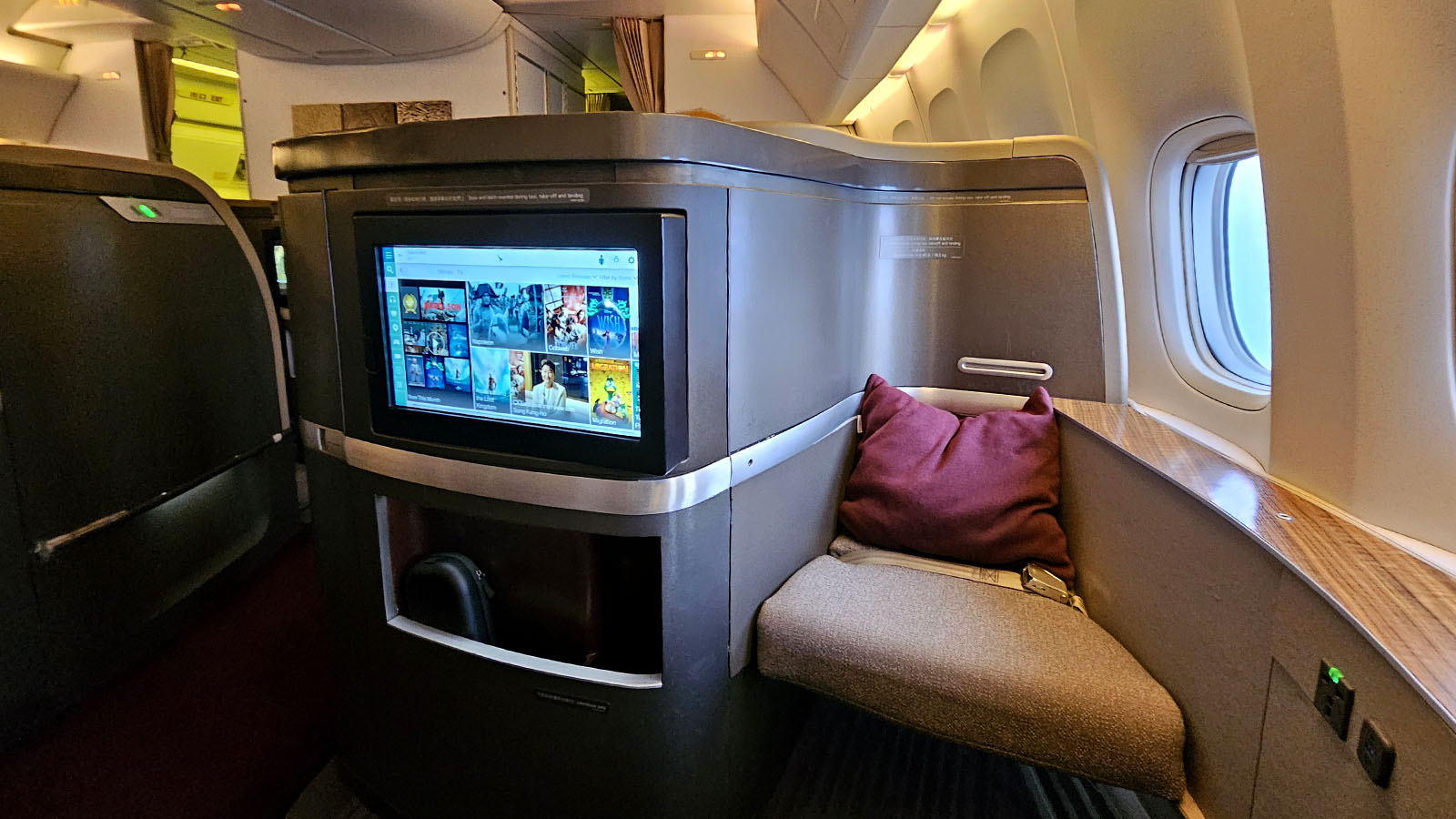 TV monitor First Class on the Cathay Pacific Boeing 777