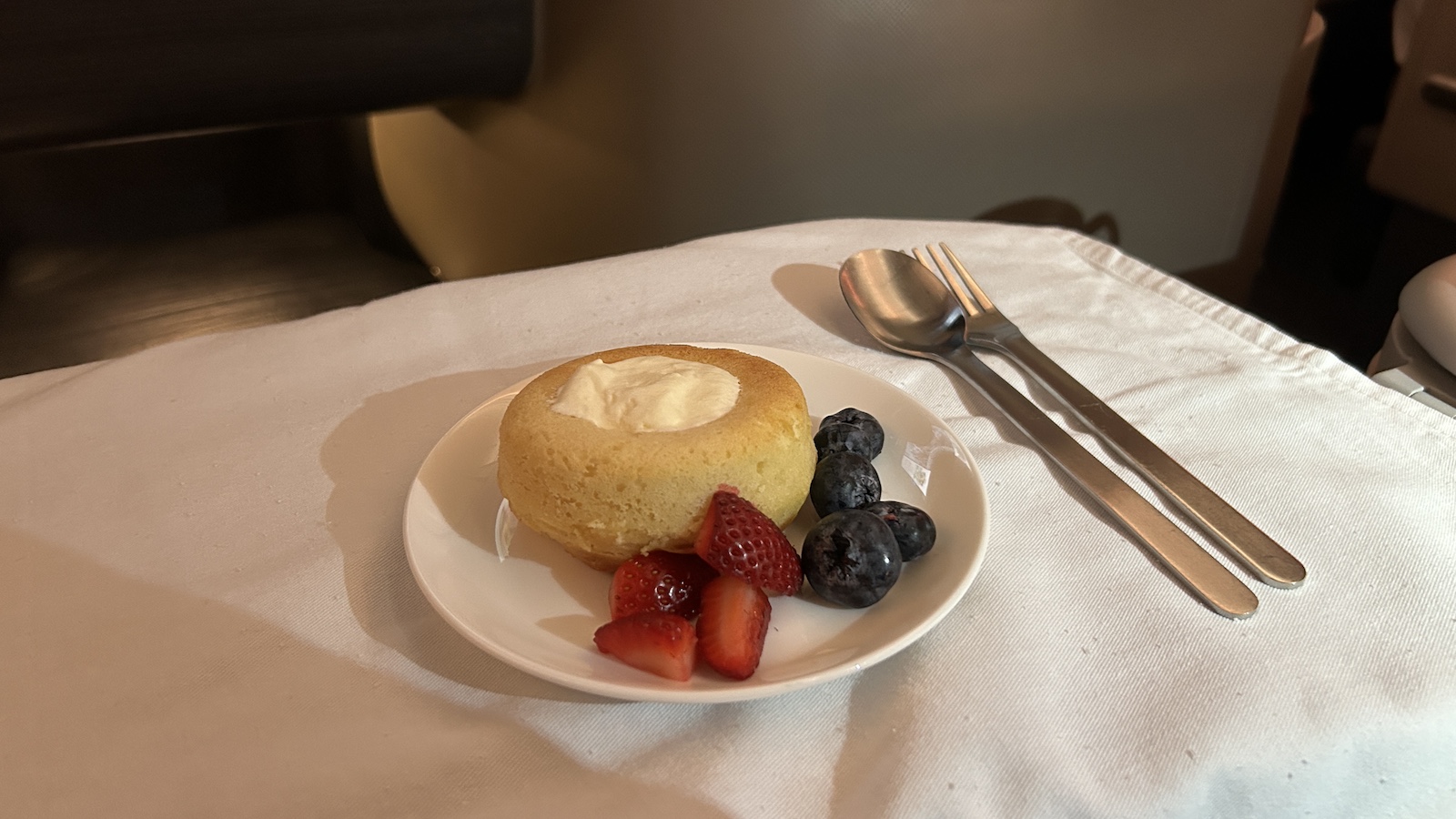 Qantas Perth Paris Business Class Rum Savarin Cream Berries Point Hacks by Daniel Sciberras