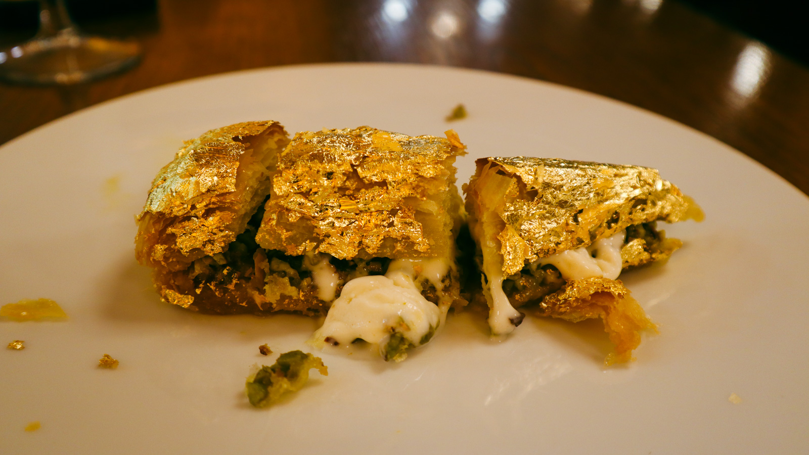 Gold baklava at Salt Bae restaurant, Istanbul