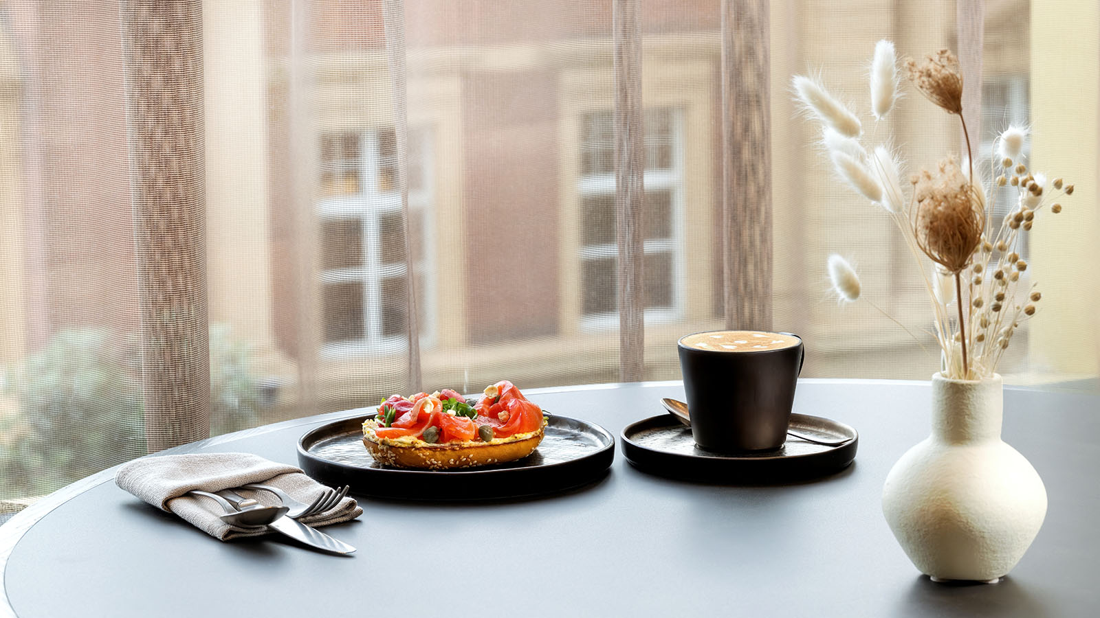 Salmon bagel at the InterContinental Auckland Club Lounge