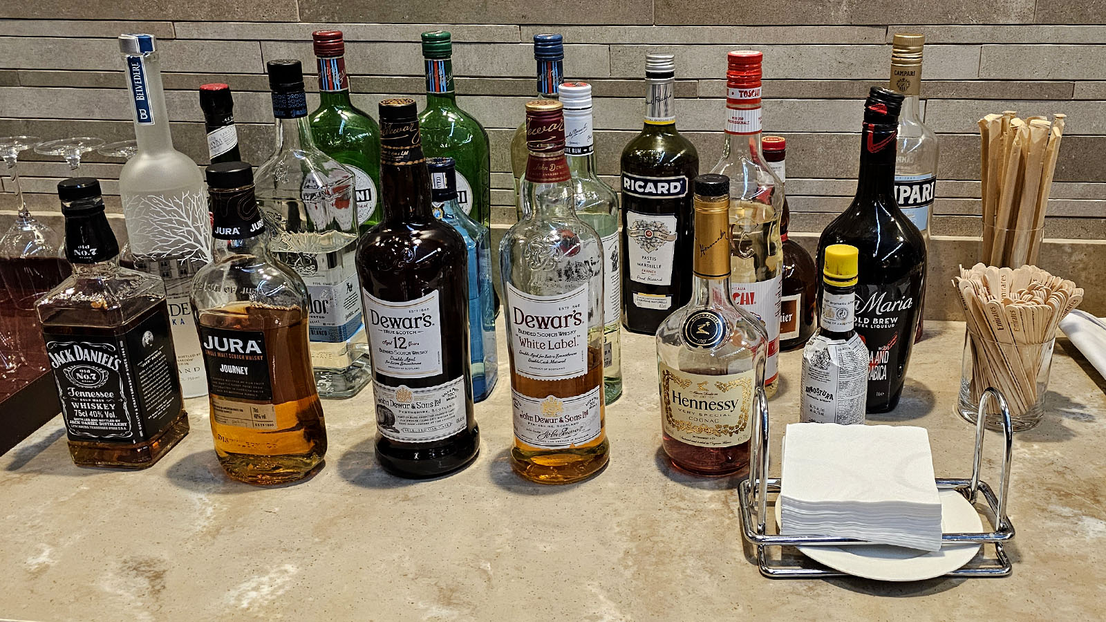 Liquor in The Emirates Lounge, Dubai