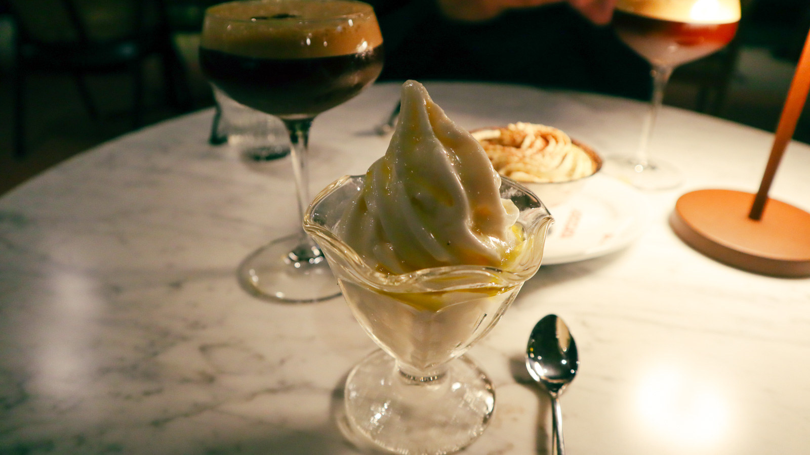 Soft serve and oil dessert at Boccata Italian Restaurant & Wine Bar, Melbourne Airport