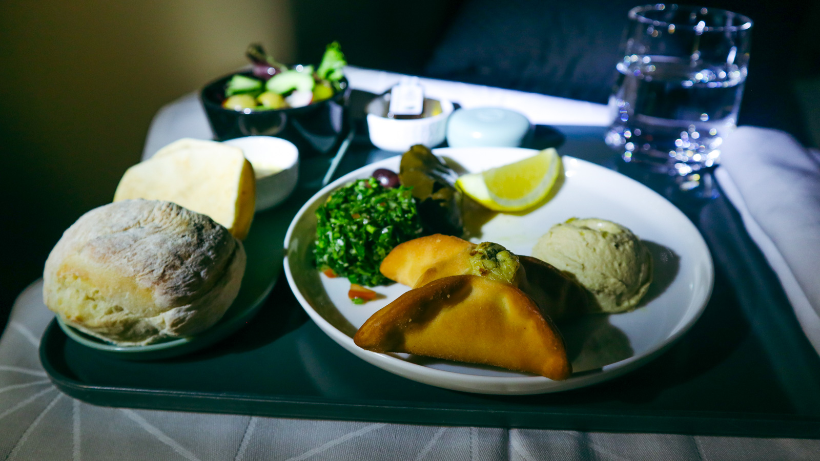 Arabic mezze on Etihad Business Class