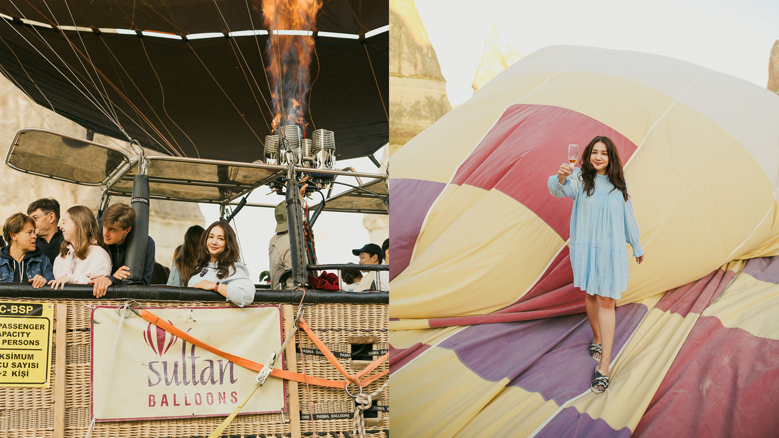 Champagne party after hot air balloon ride in Cappadocia