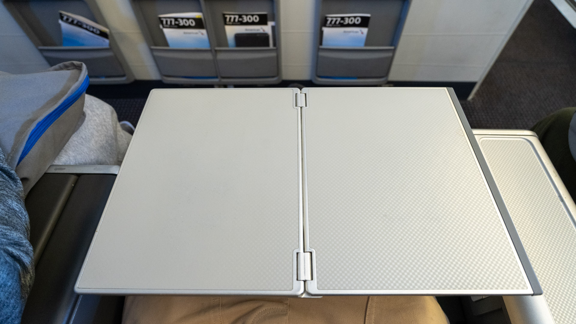 American Airlines Premium Economy tray table