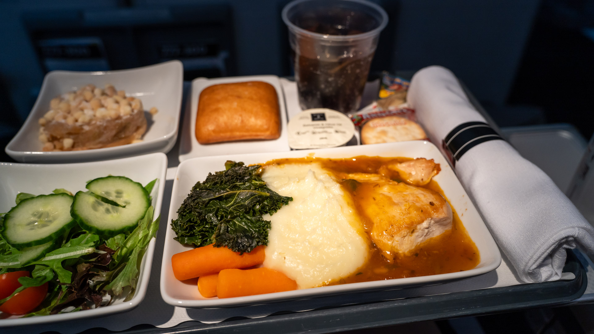 American Airlines Premium Economy chicken breast