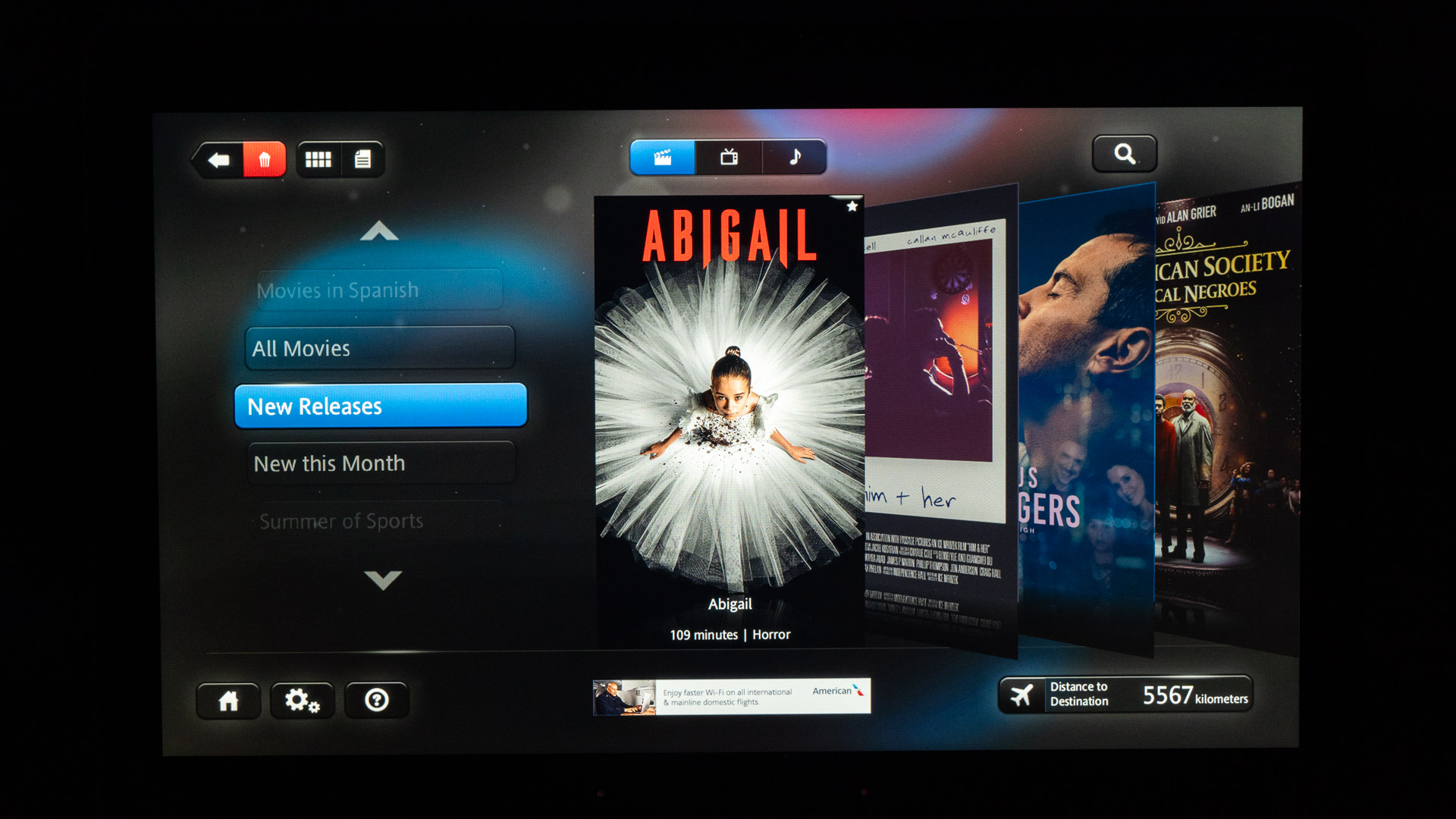 American Airlines Premium Economy movies