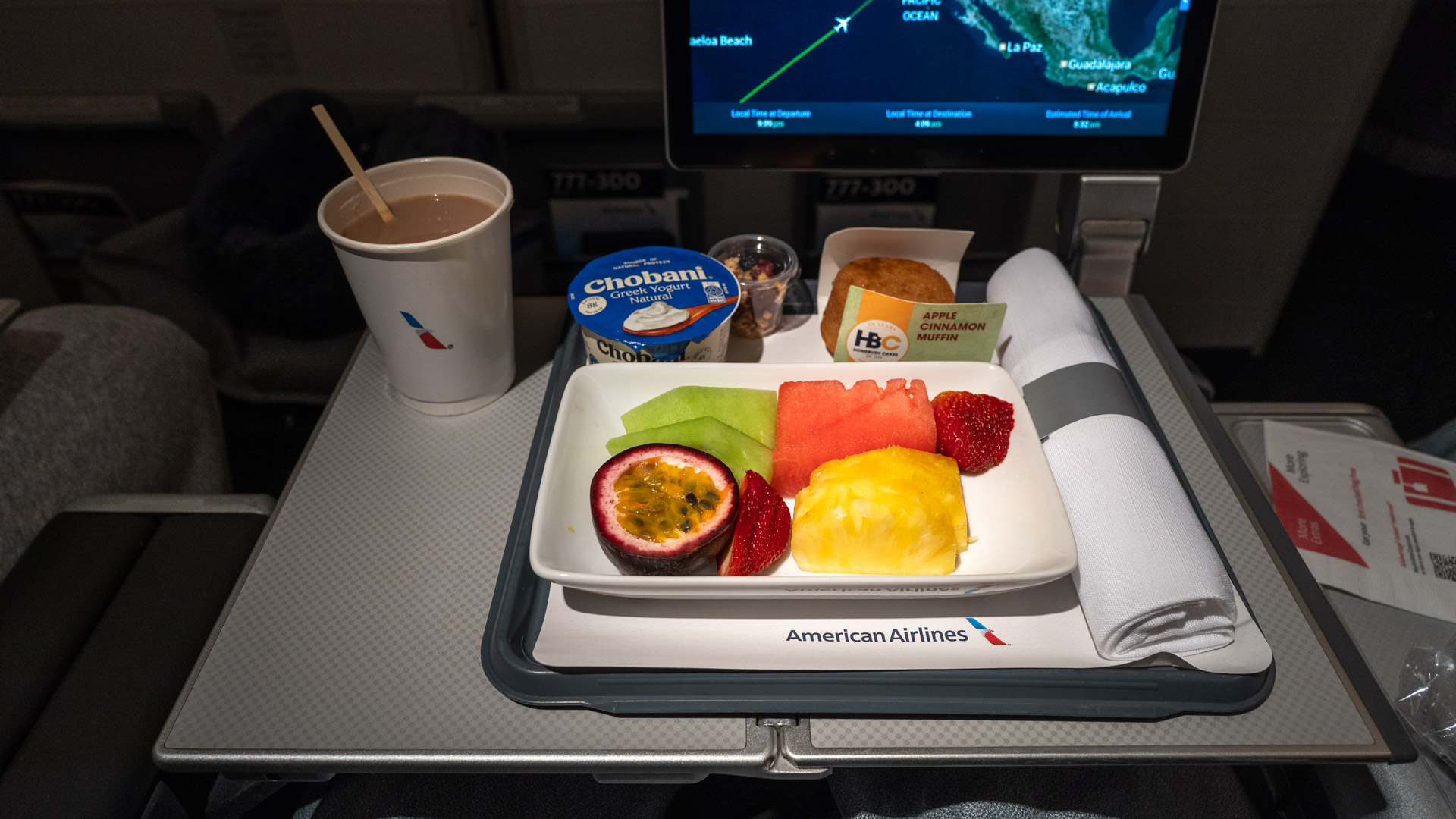 American Airlines Premium Economy fruit plate