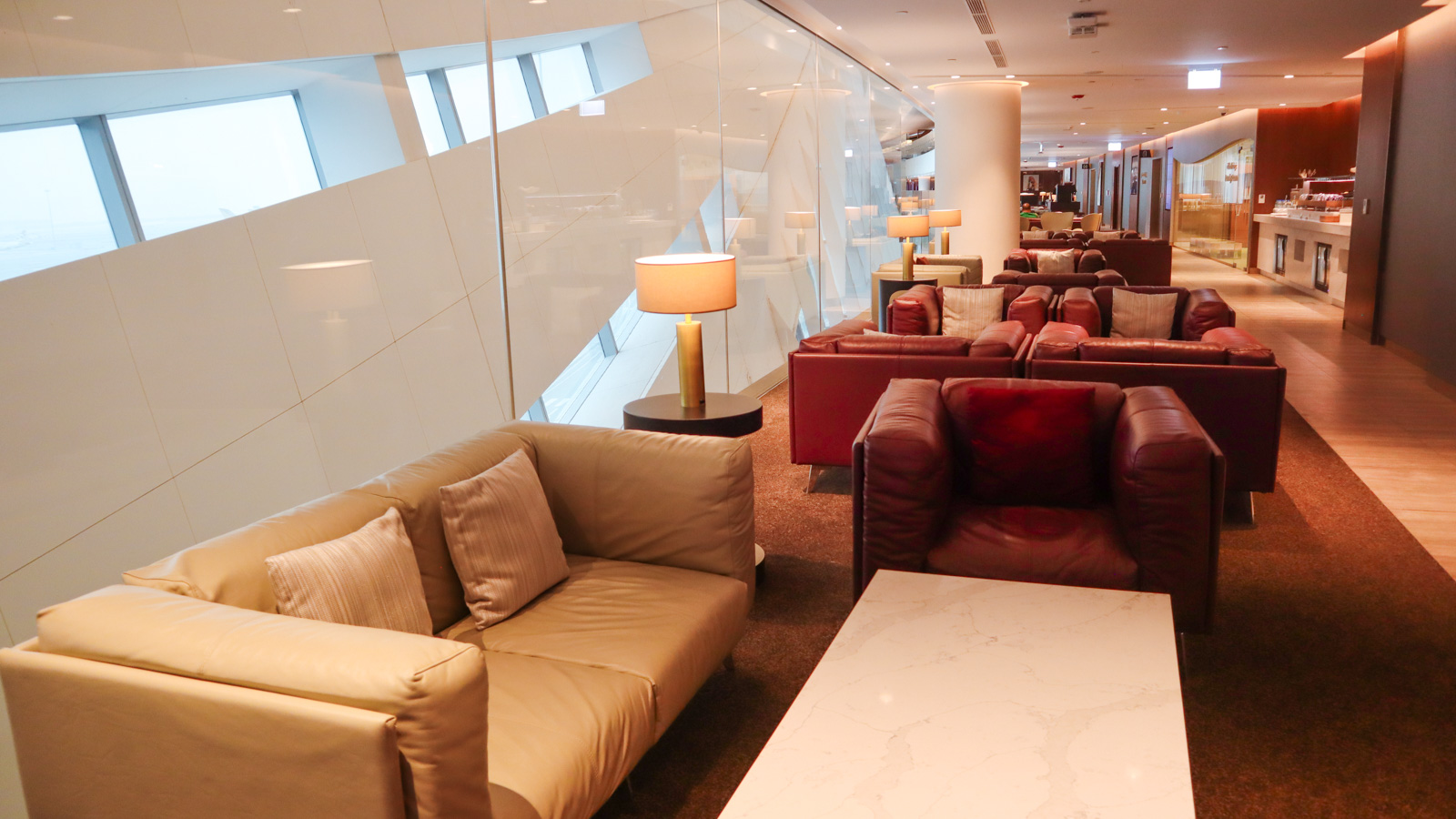 Couch seating in Etihad lounge Abu Dhabi