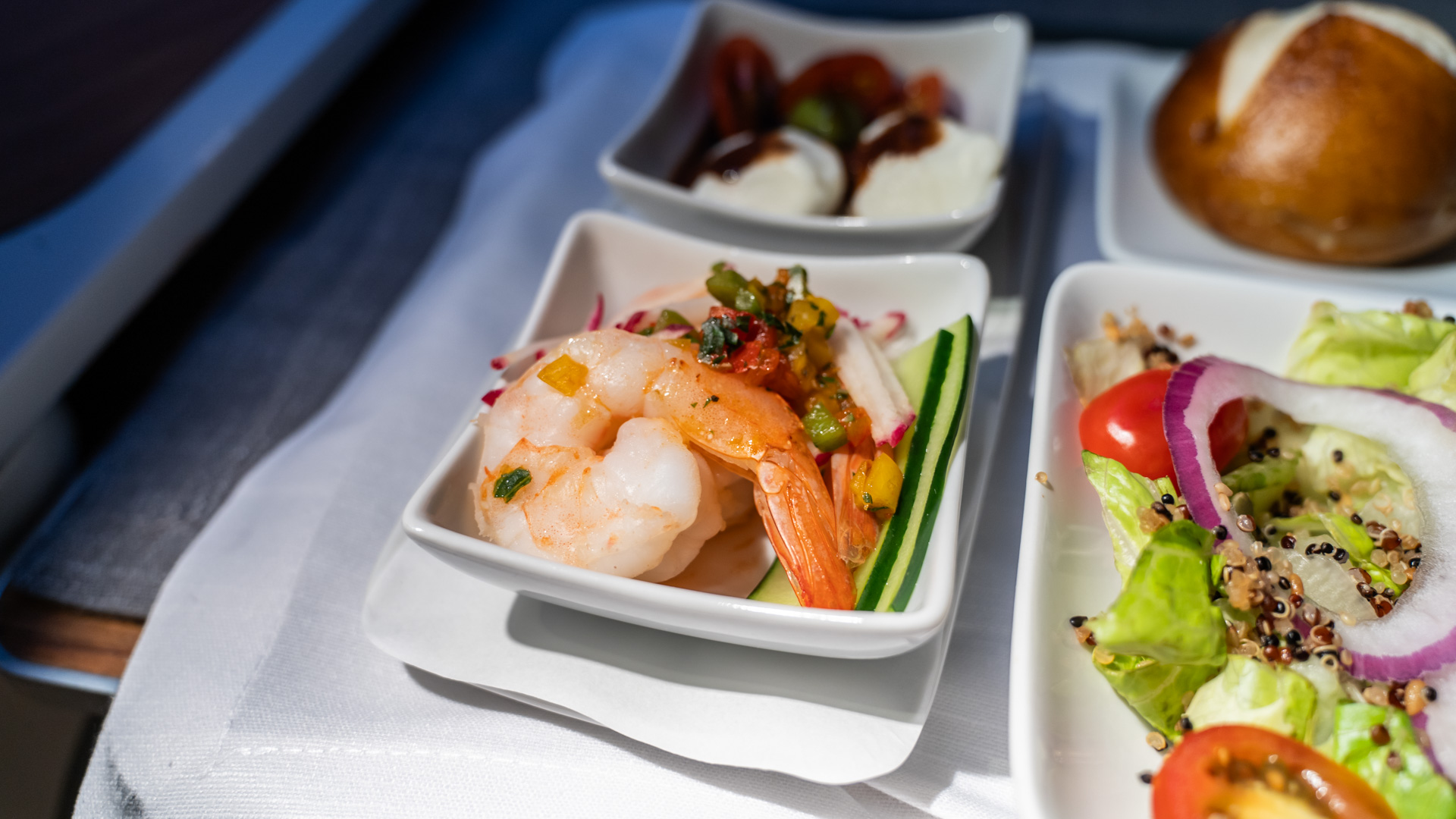 American Airlines Business Class Caribbean shrimp