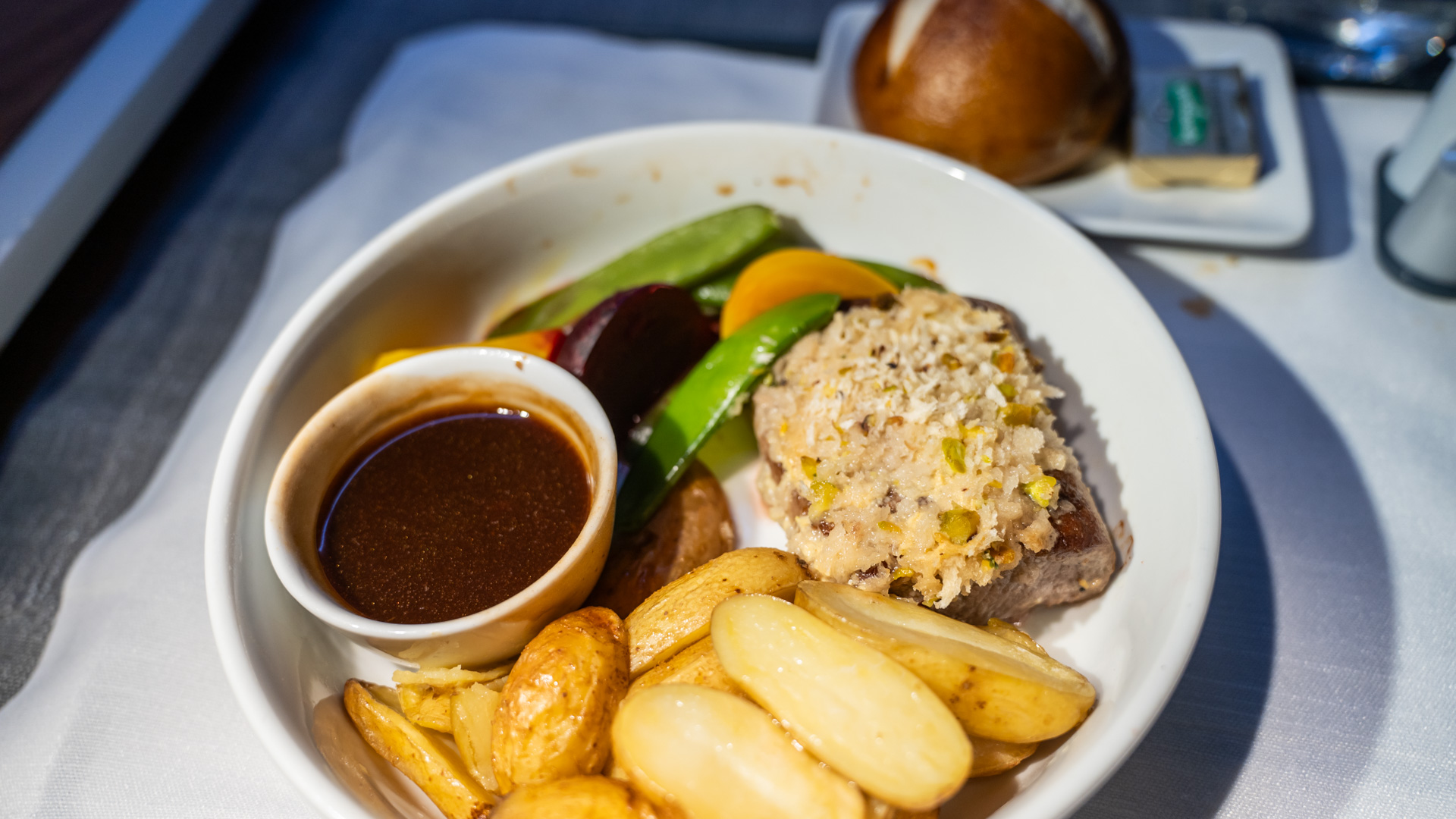 American Airlines Business Class lamb