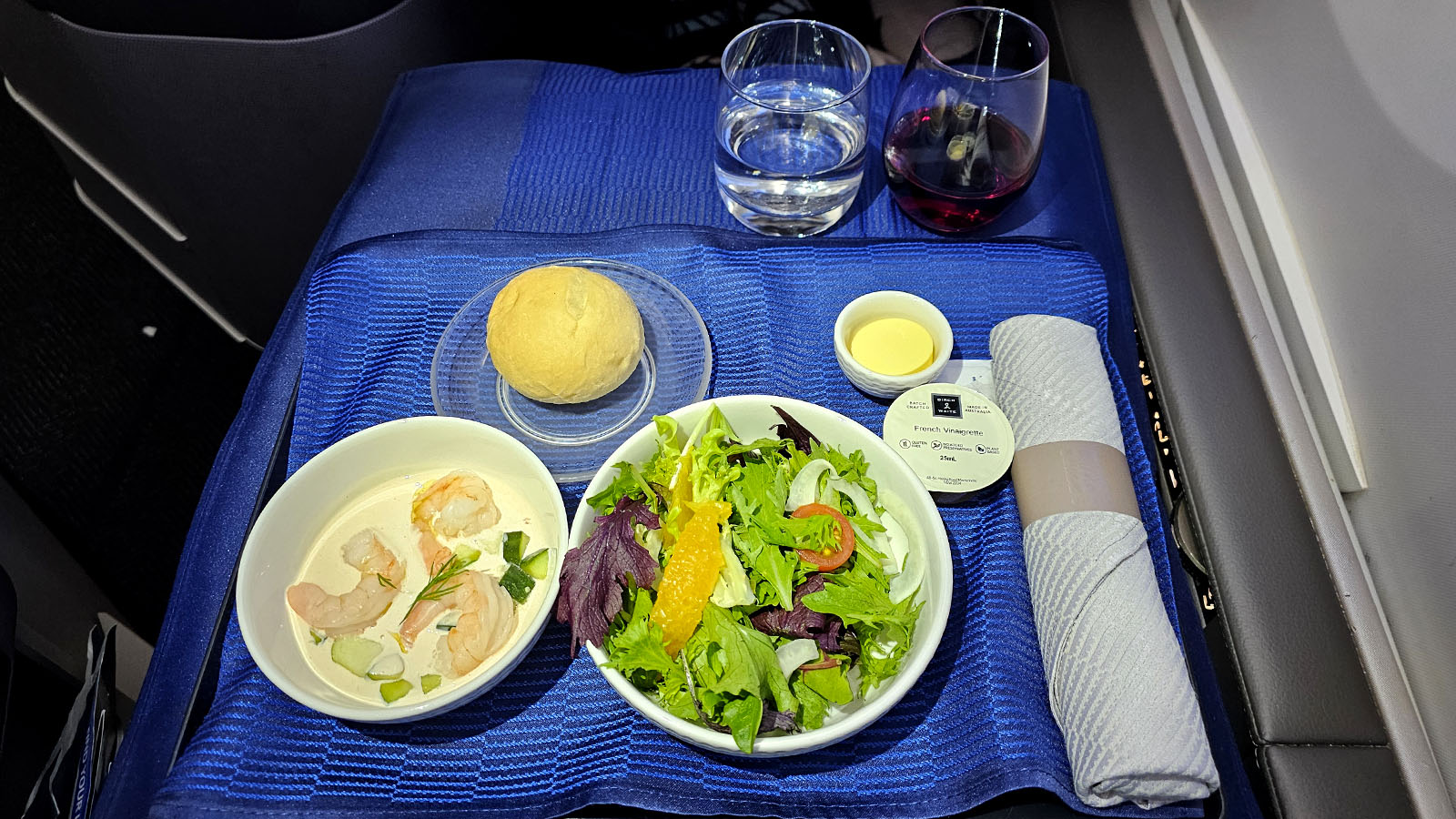 Salad in Boeing 787 United Polaris