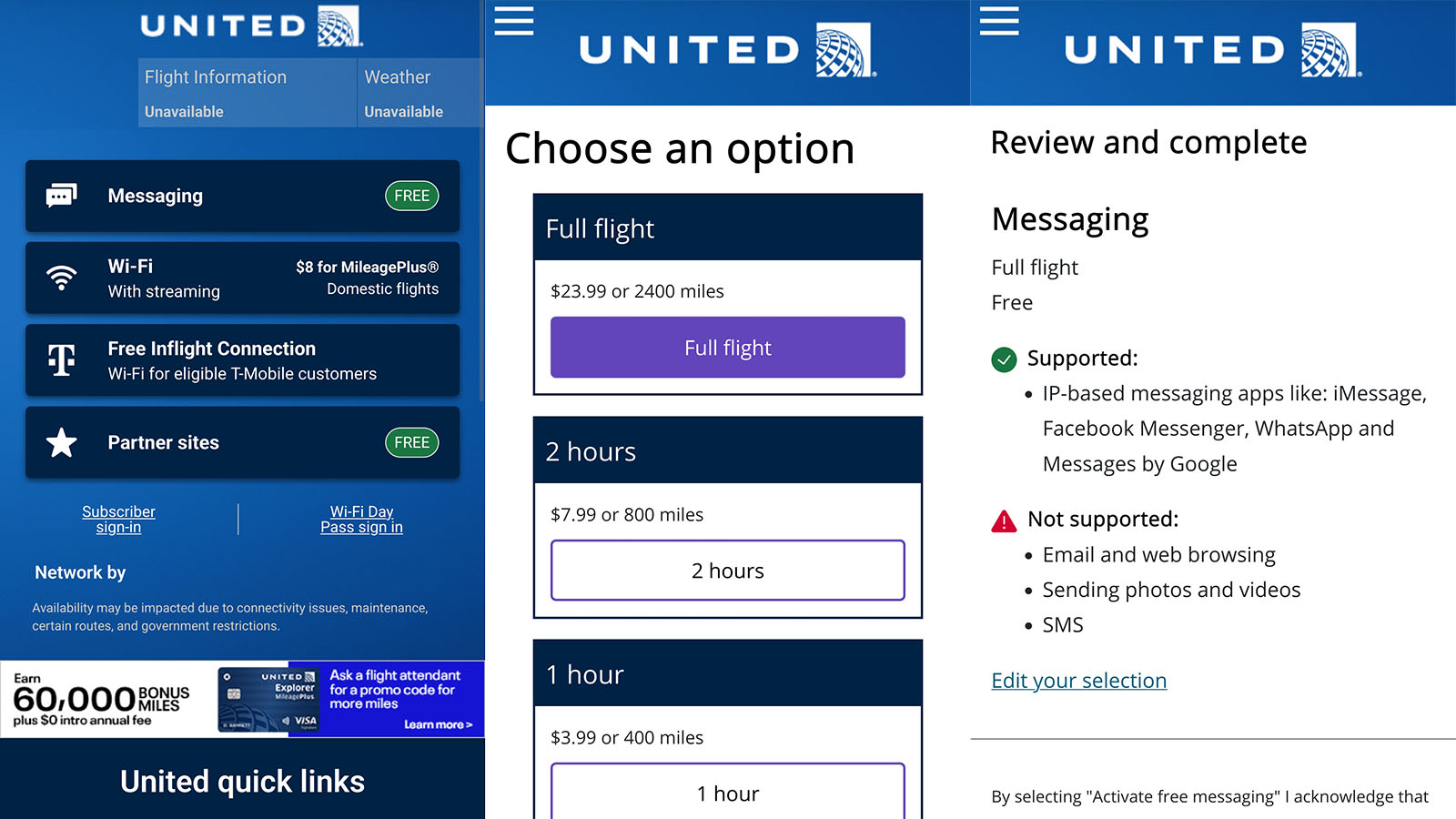 Inflight Internet in Boeing 787 United Polaris