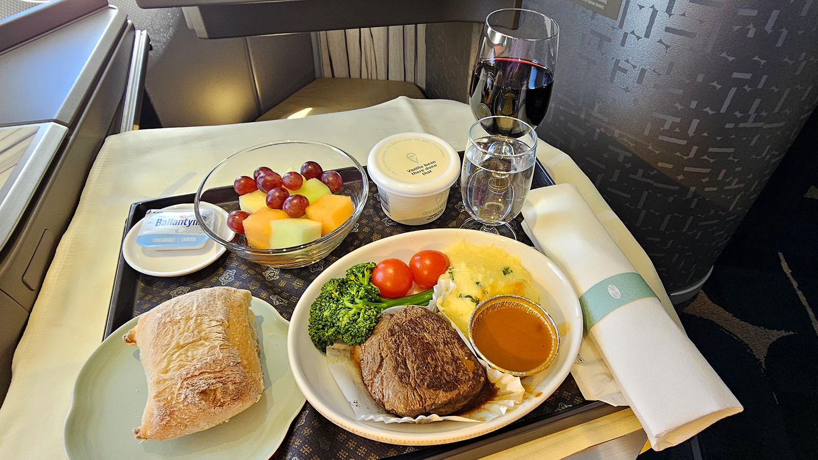 Lunch in China Airlines Airbus A350 Business Class