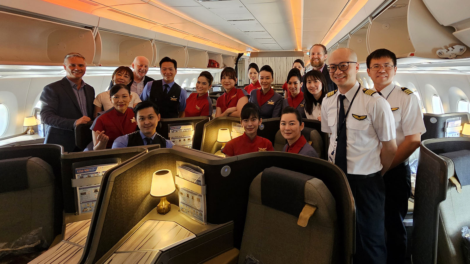 Inflight party in China Airlines Airbus A350 Business Class