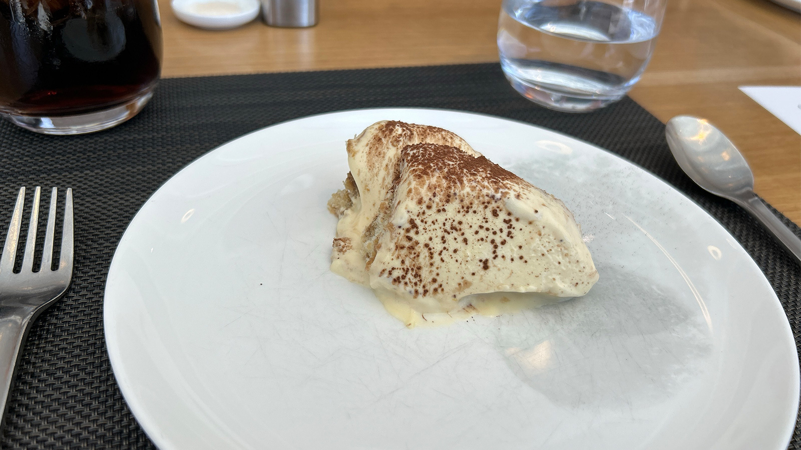 Qantas First Lounge Christmas menu - Coconut jelly with spiced pineapple tiramisu