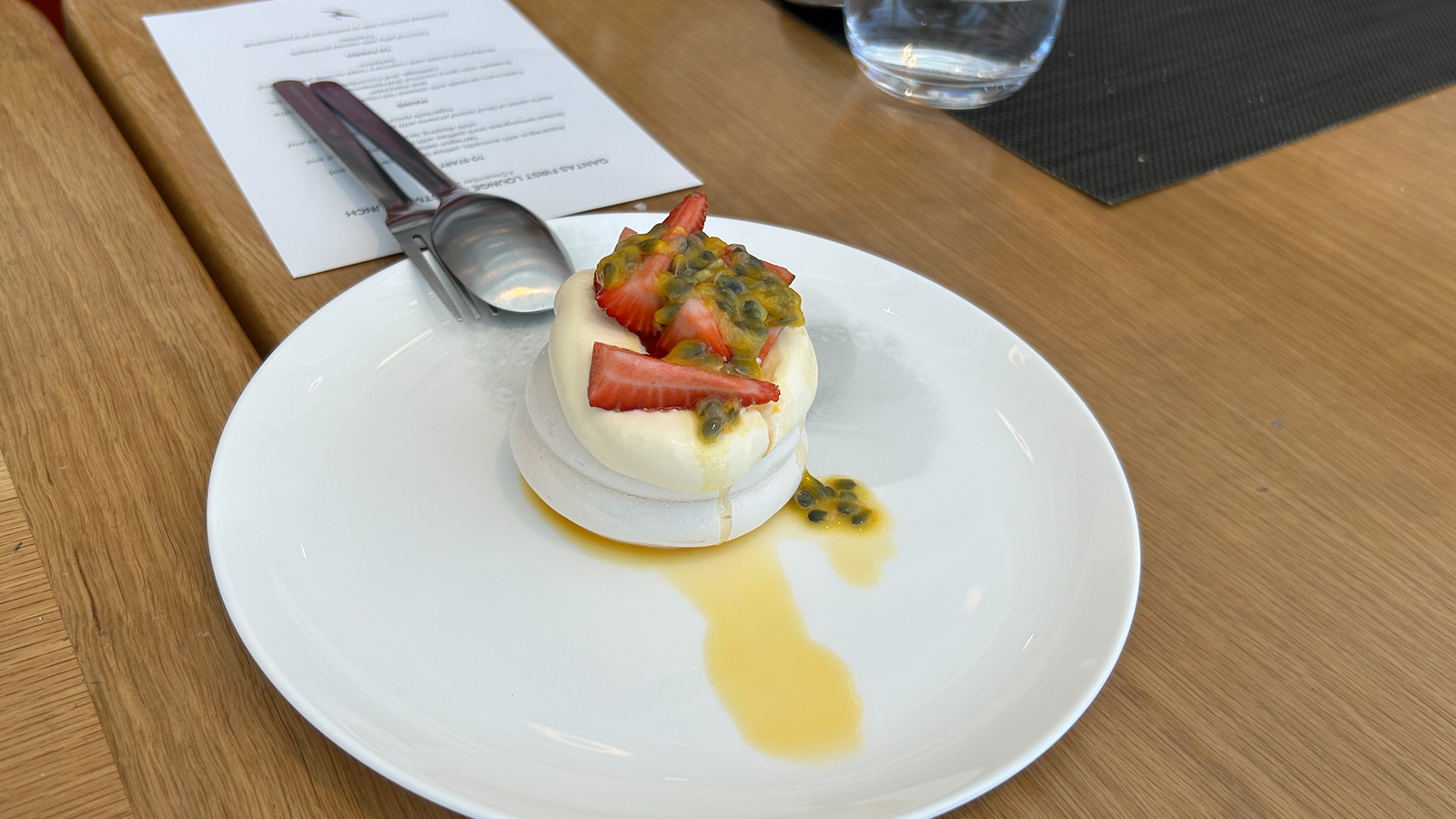 Christmas pavlova with strawberries and passionfruit