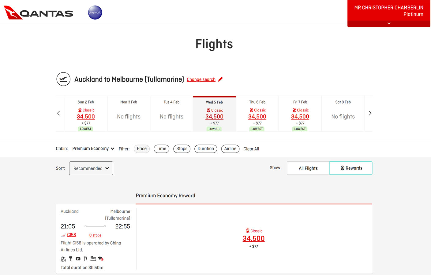 Book China Airlines Airbus A350 Premium Economy using Qantas Points