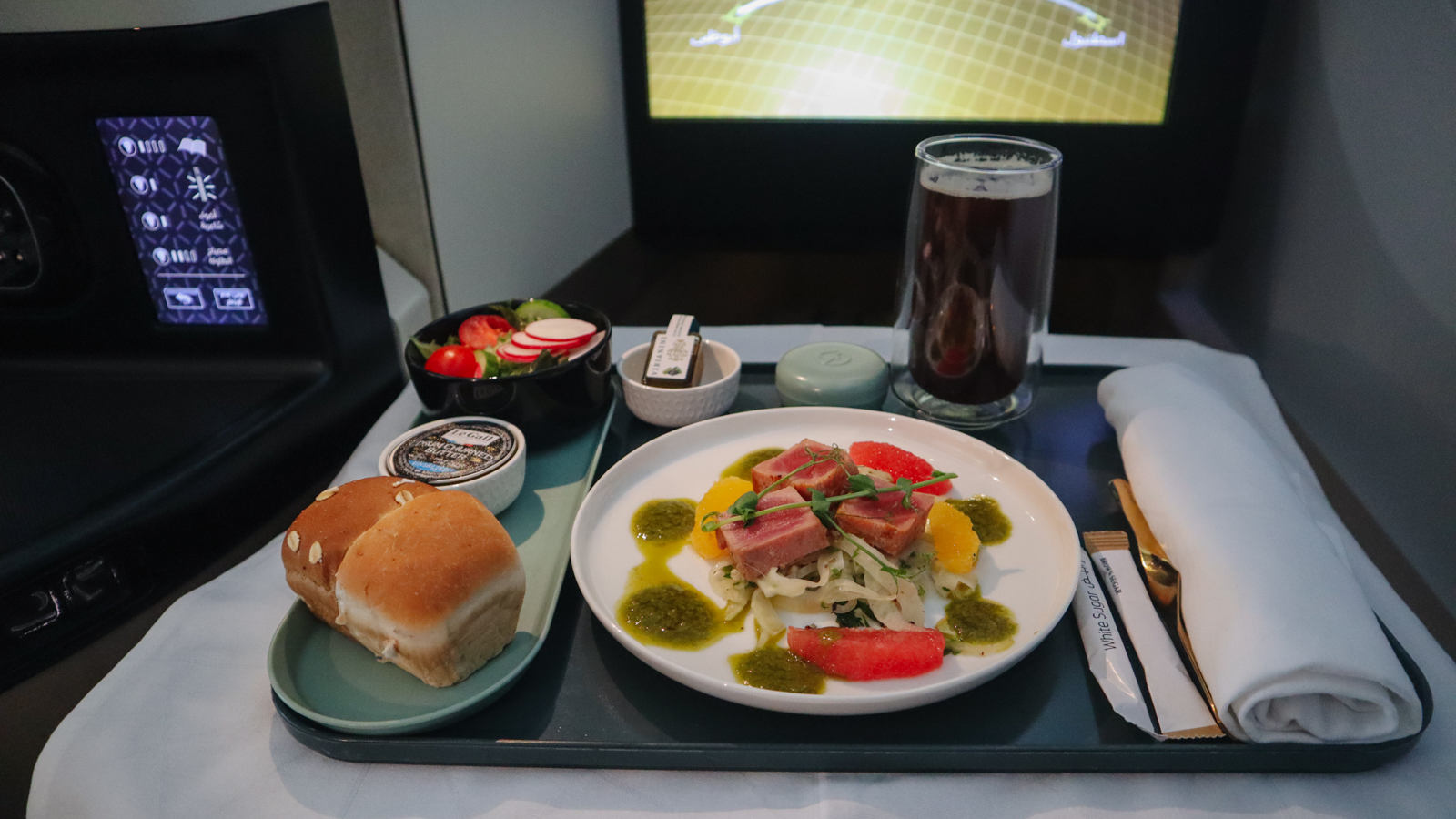 Appetiser on Etihad Boeing 787 Business Class