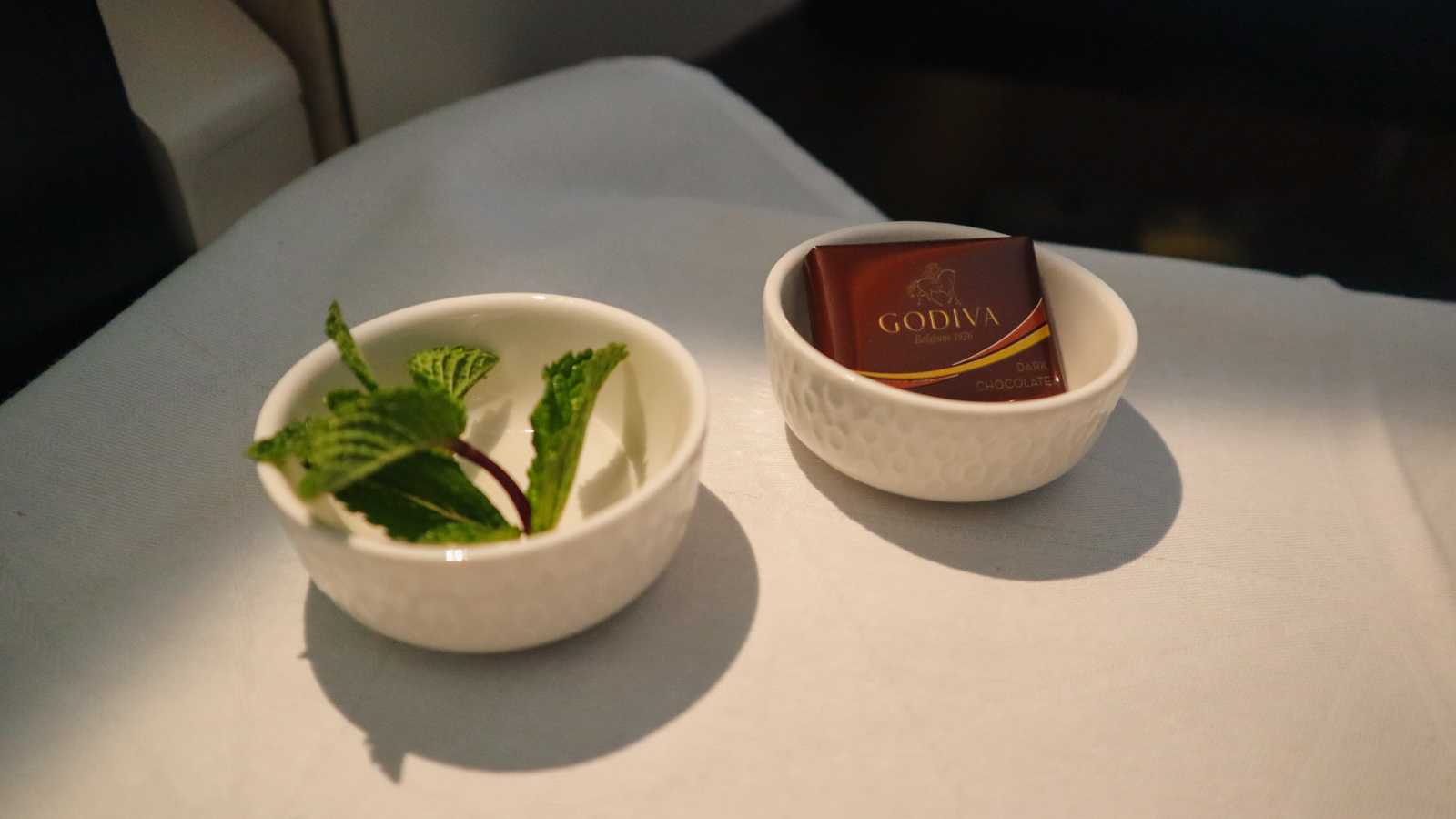 Godiva chocolate on Etihad Boeing 787 Business Class