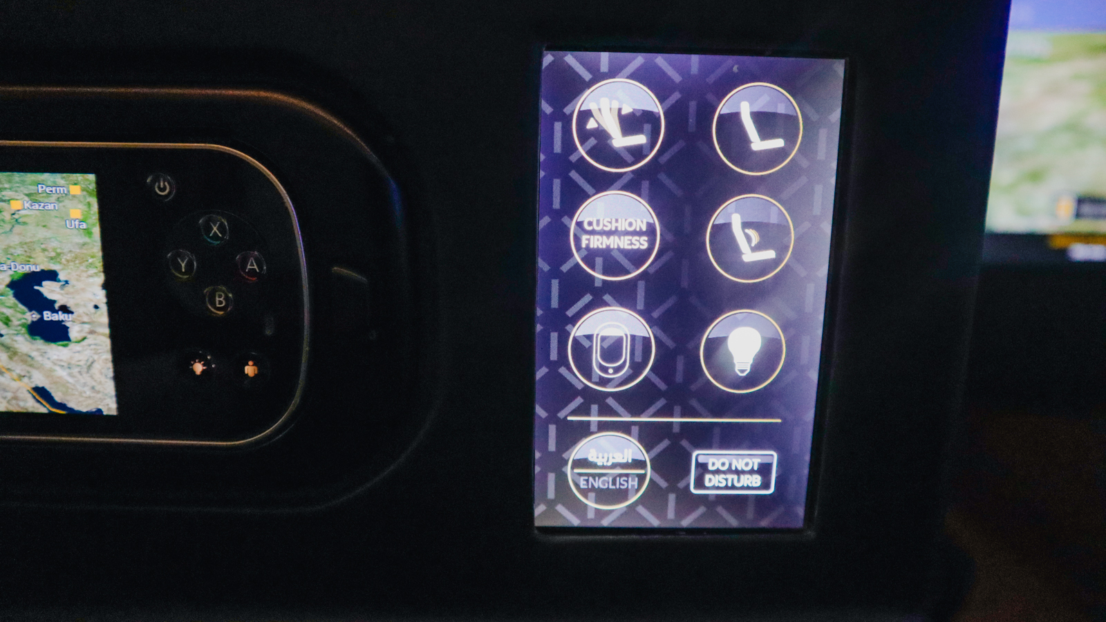 Touchscreen controls on Etihad Boeing 787 Business Class