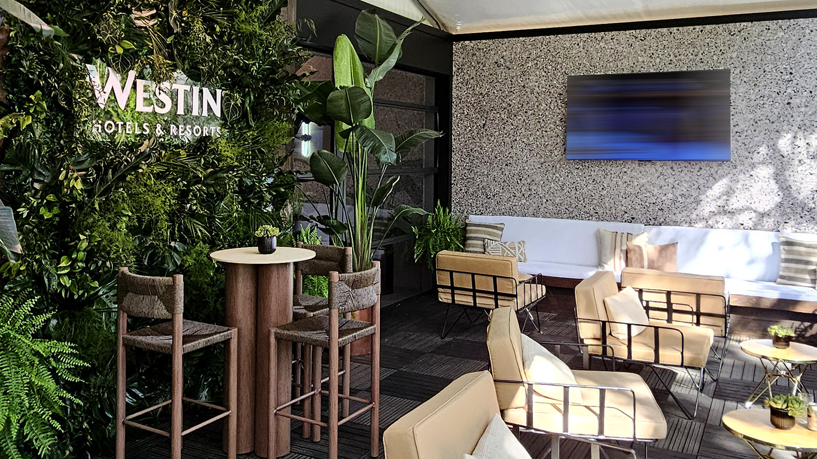 Outdoor space at the Marriott Bonvoy Lounge, Australian Open