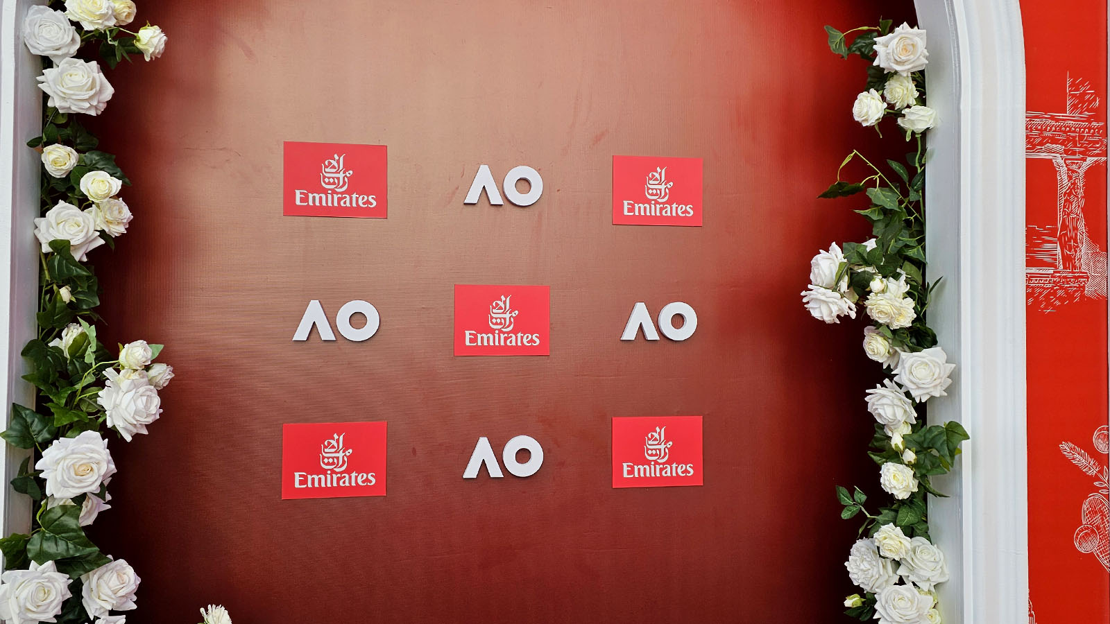 Photo wall at the Emirates Australian Open lounge