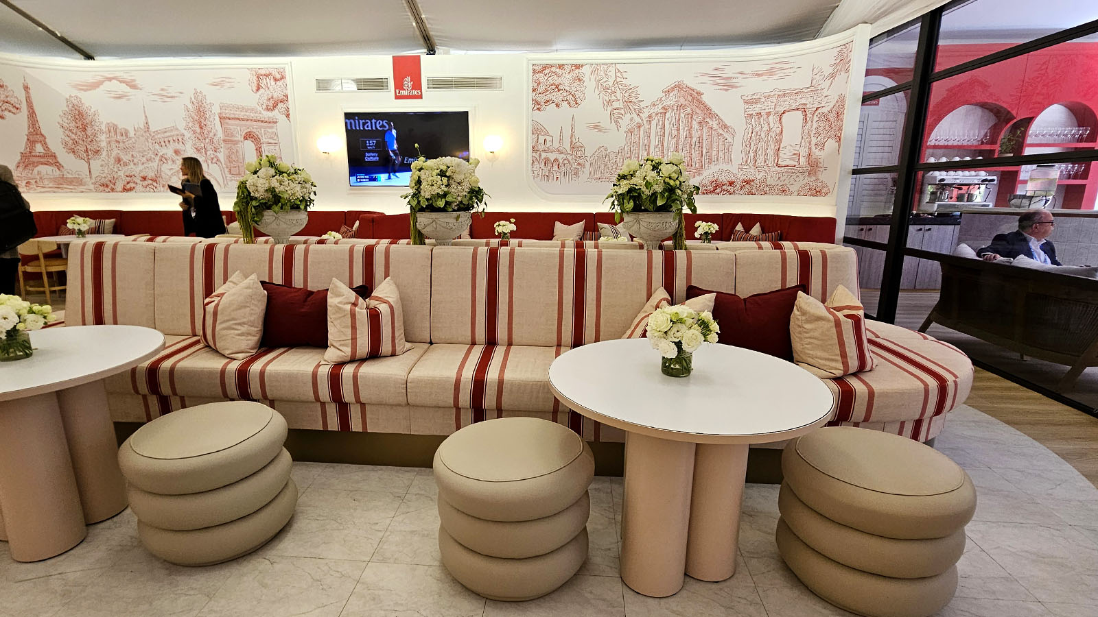 Layout of Emirates' private lounge, Australian Open