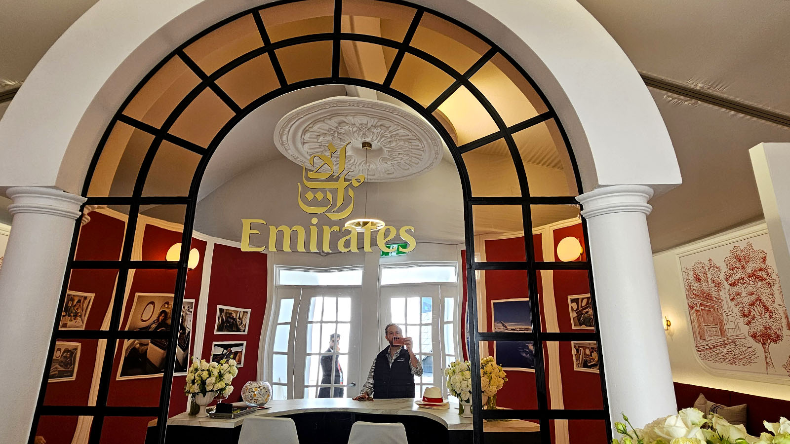 Entering Emirates' private lounge, Australian Open