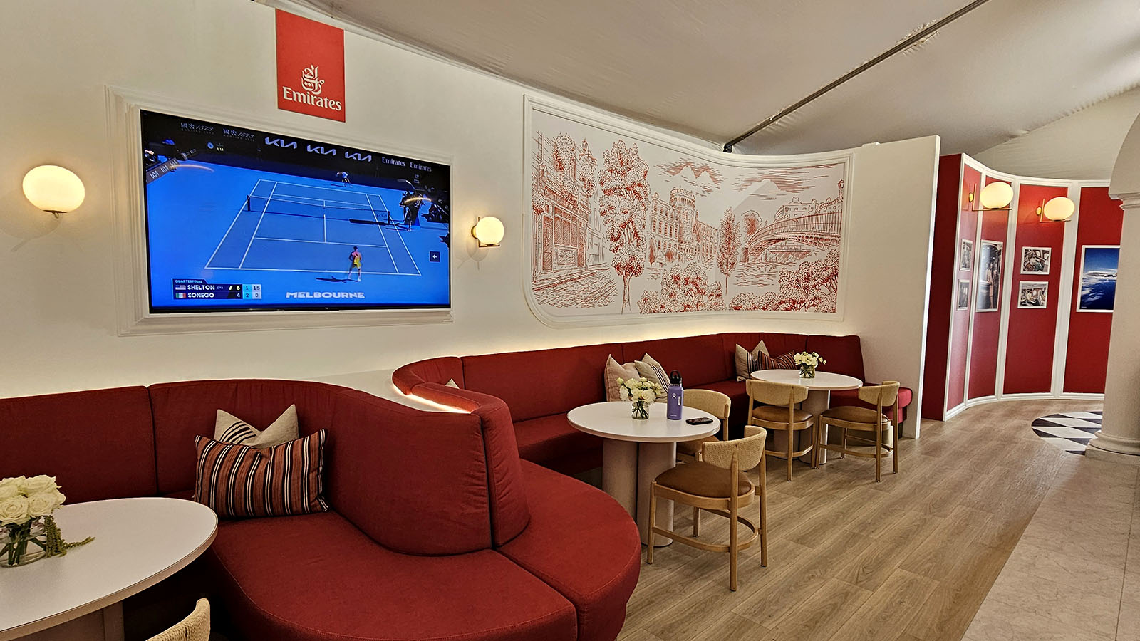 Seating in Emirates' private lounge, Australian Open