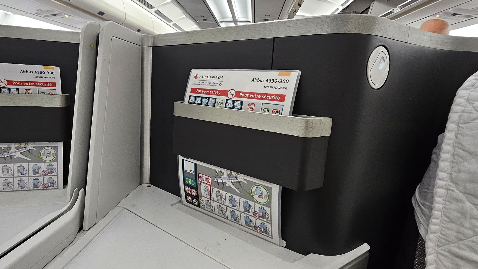 Literature pocket in Air Canada Airbus A330 Signature Class