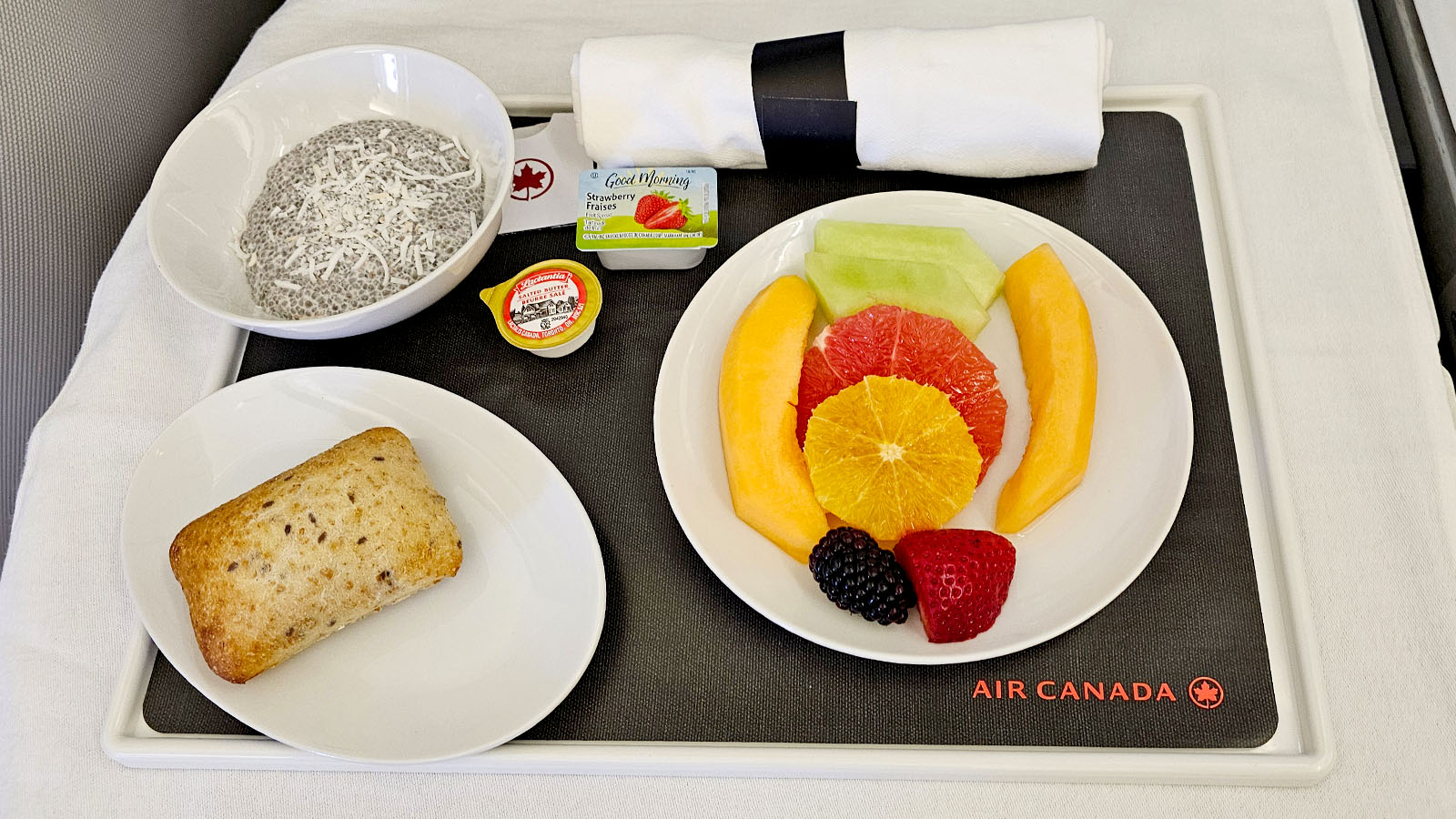 Breakfast in Air Canada Airbus A330 Signature Class