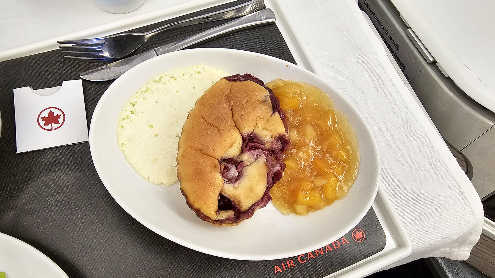 Hot meal in Air Canada Airbus A330 Signature Class