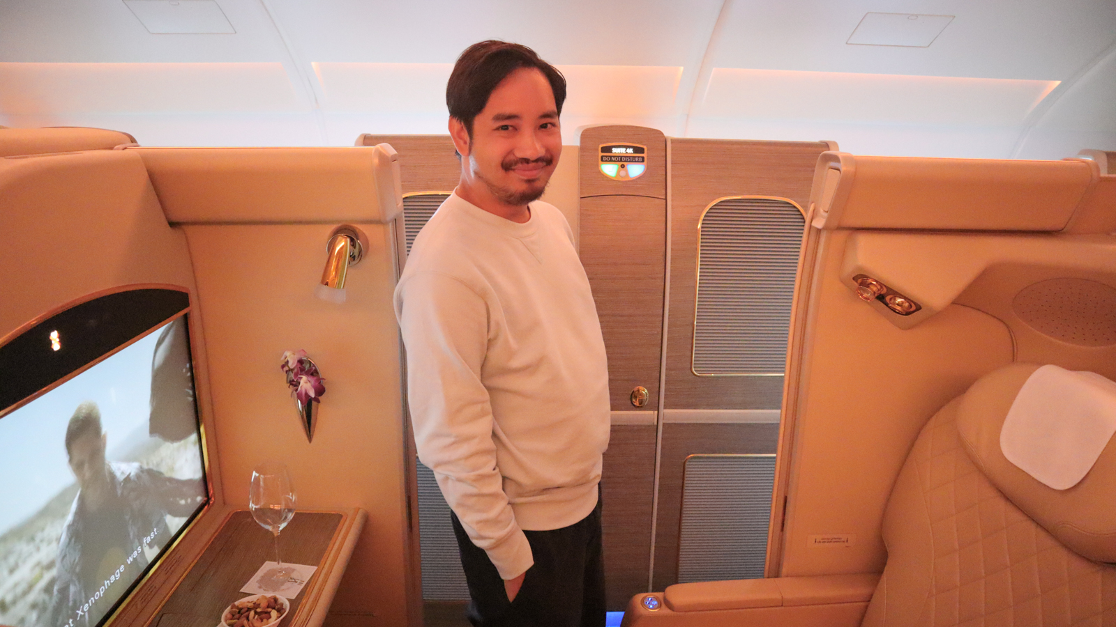 Flying in Emirates Airbus A380 First