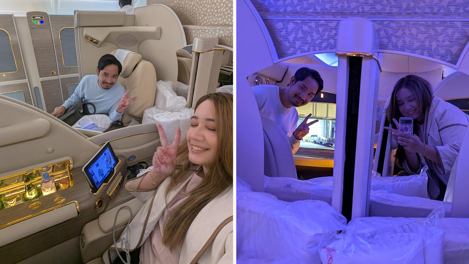 Emirates A380 First date on a plane