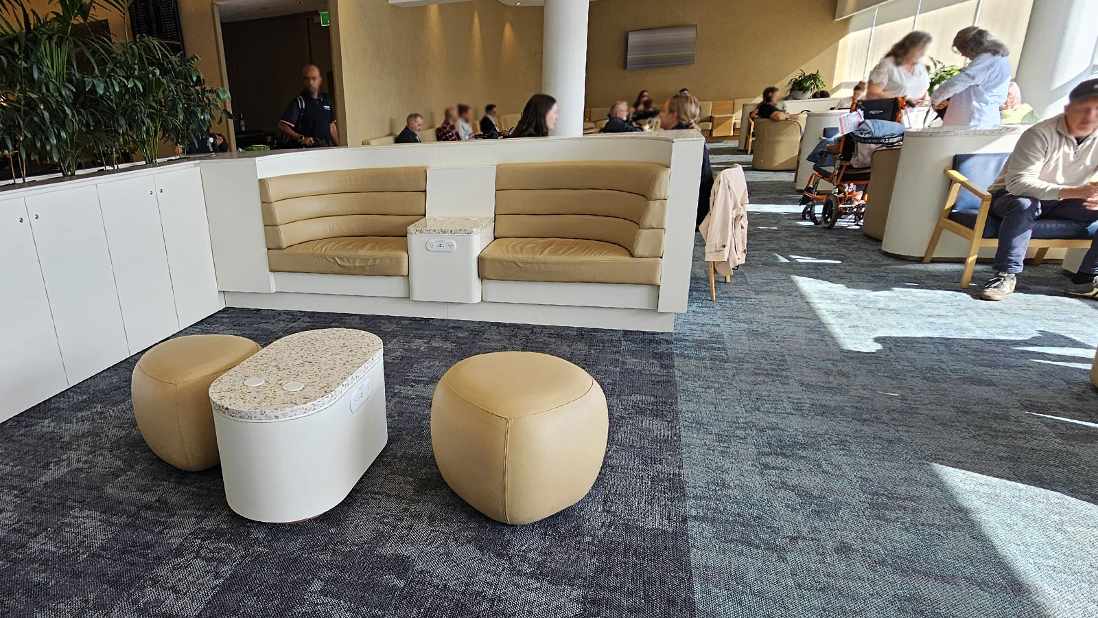 Booth seating at the Qantas Club, Adelaide