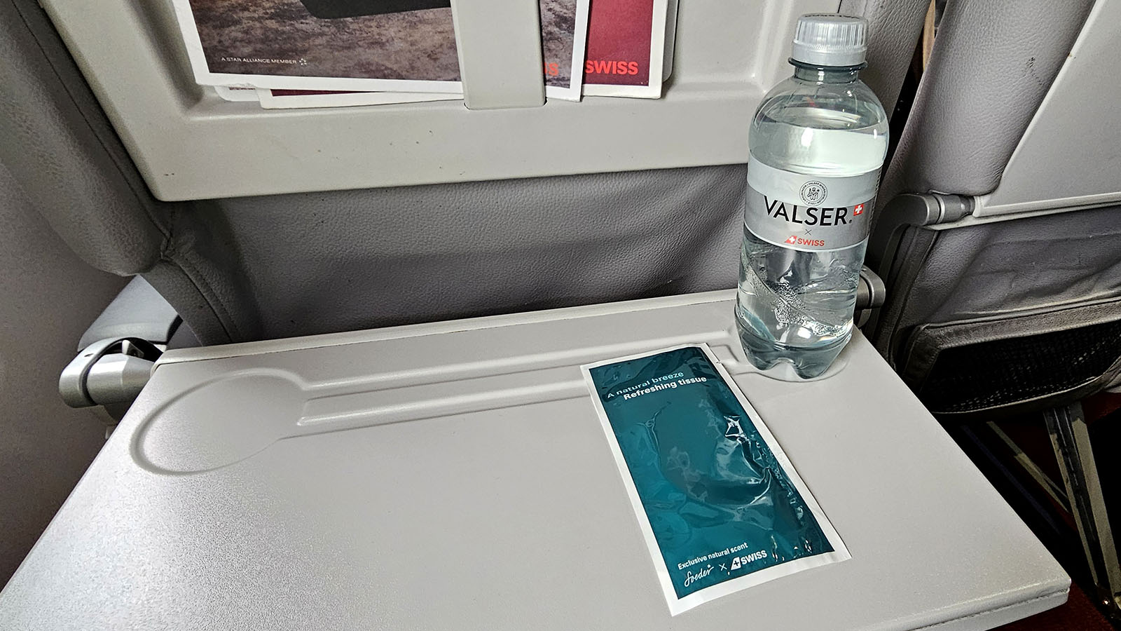 Bottled beverage in SWISS Embraer E195 E2 Business Class