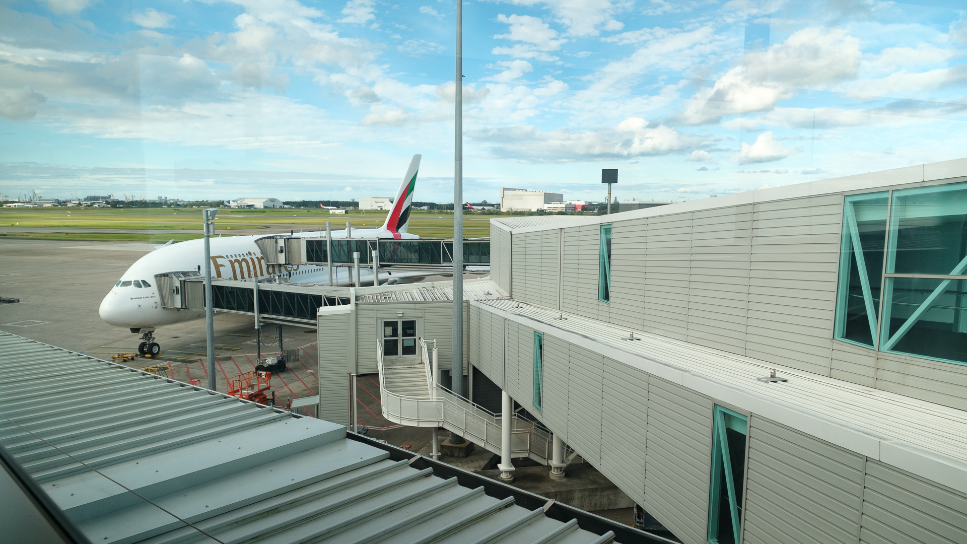 Boarding Emirates A380 at Brisbane Airport