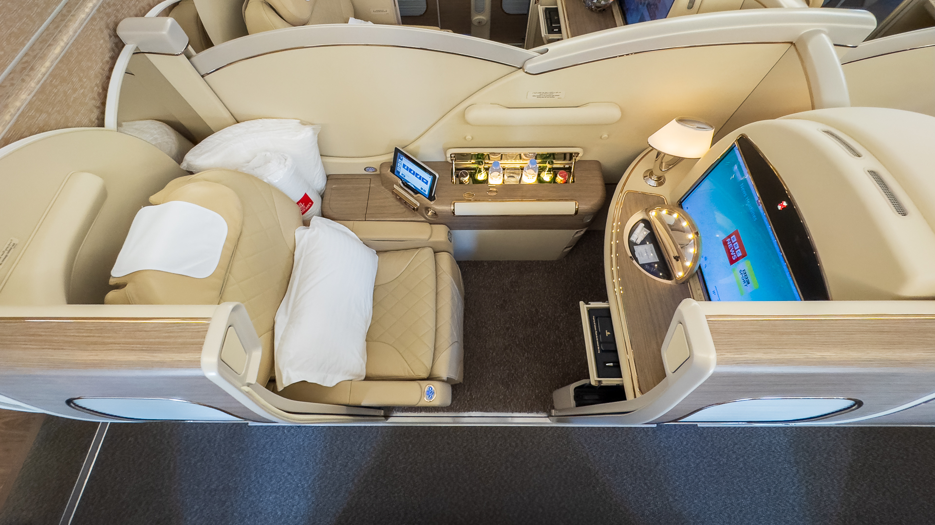 The entire width of Emirates First Class aboard the A380