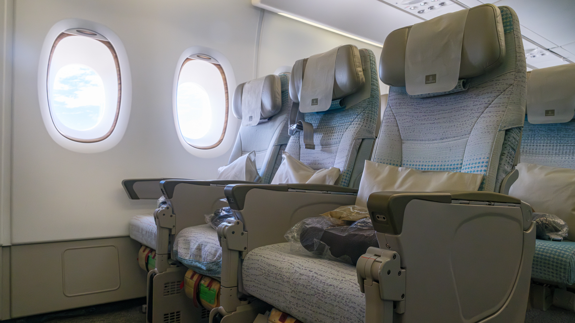 The front row of Economy Class aboard the Emirates A380