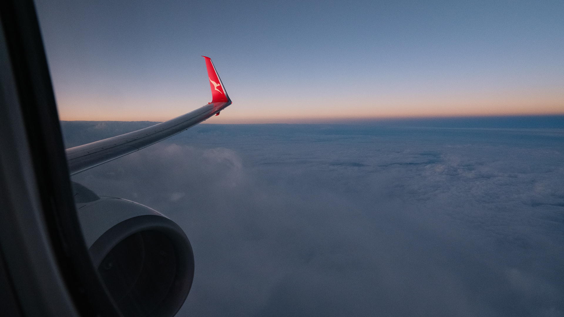 Looking out the window in Qantas Business Class
