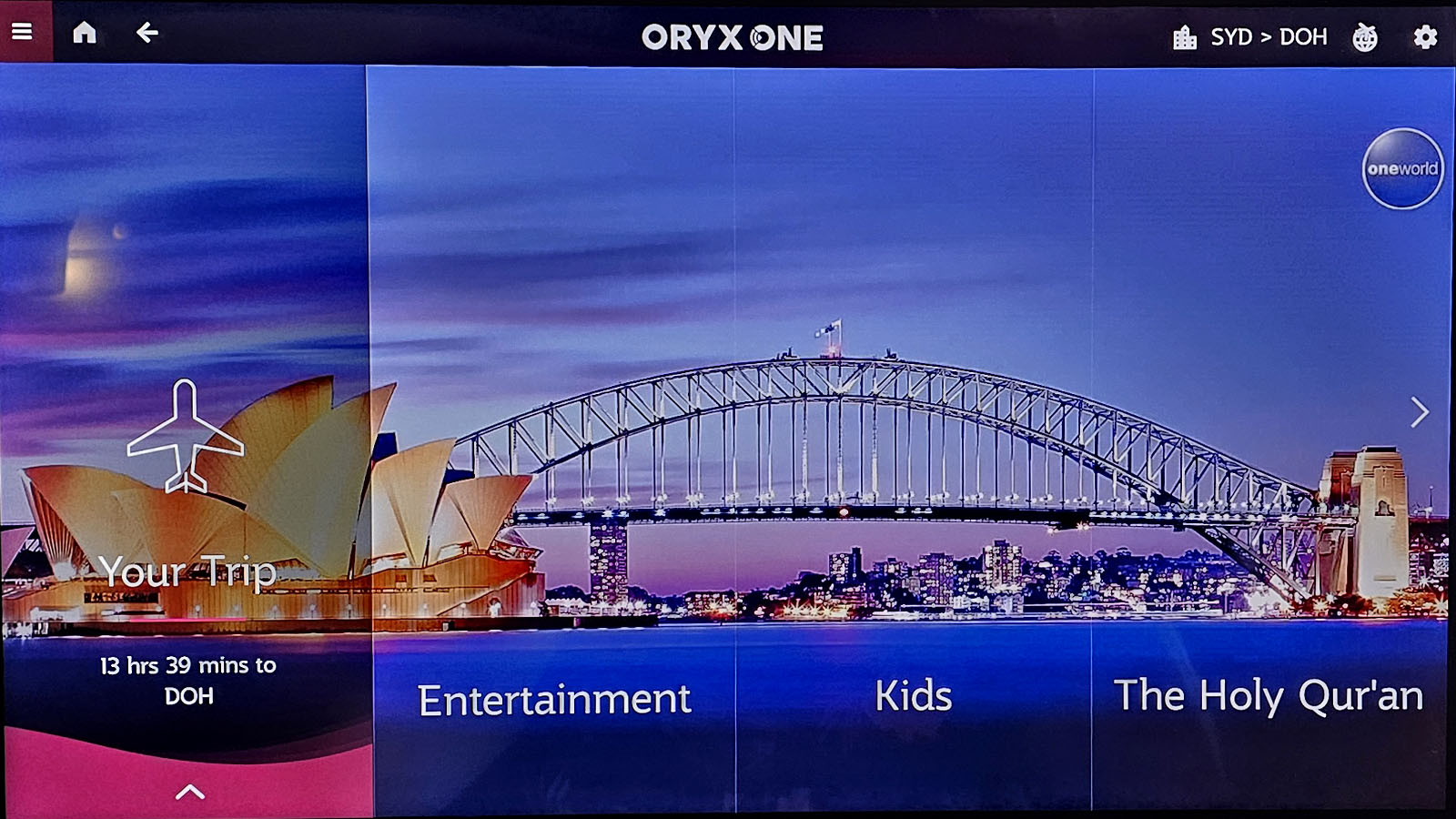 Television in Virgin Australia Qsuite