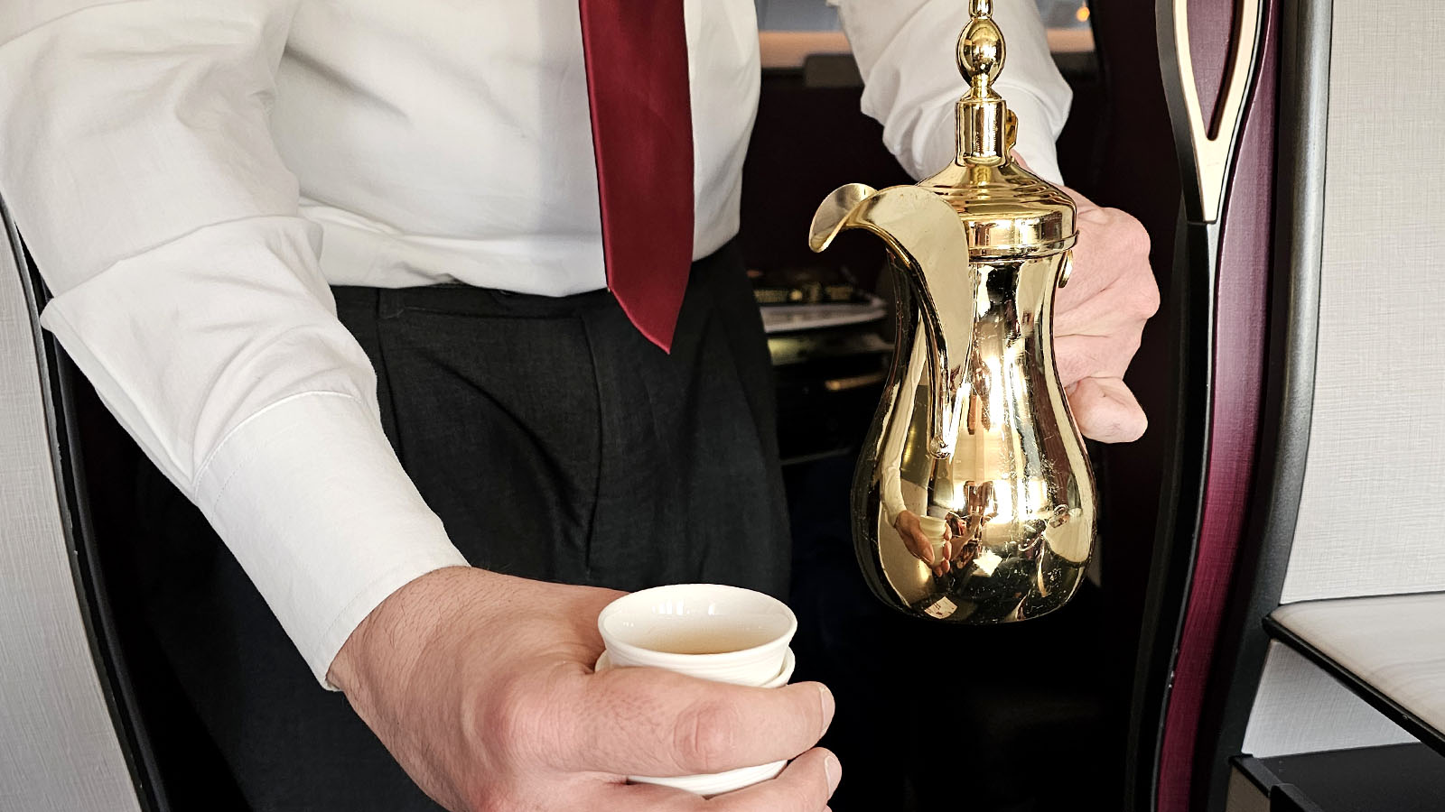 Hot drink in Virgin Australia Qsuite