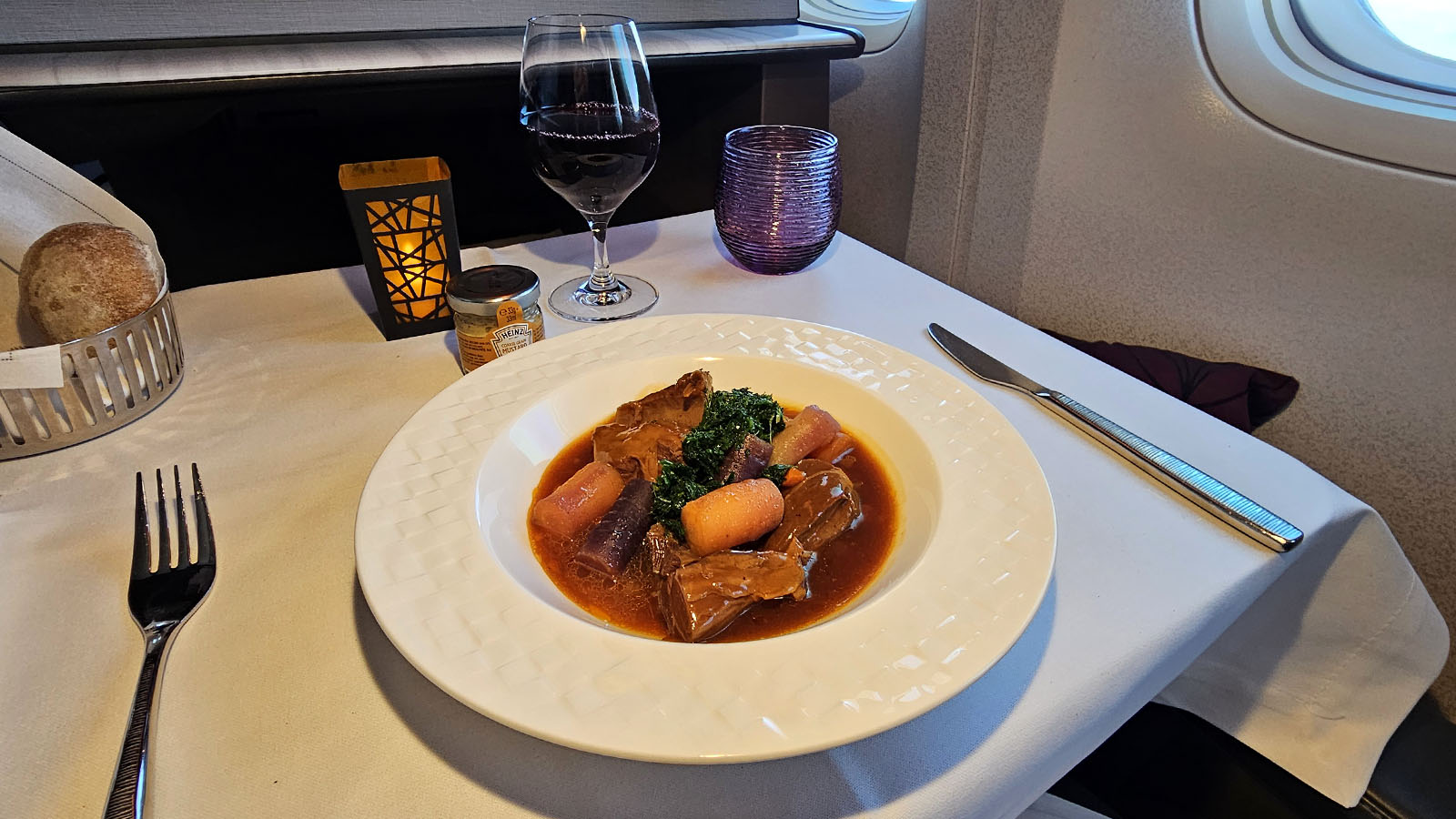Dinner in Virgin Australia Qsuite
