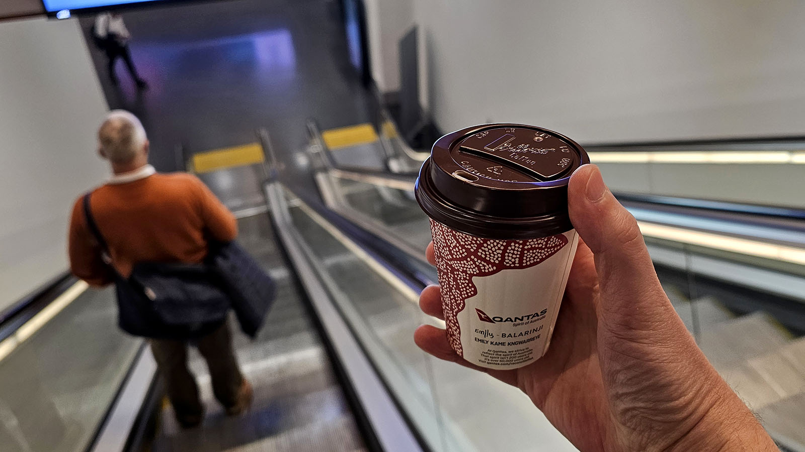 Coffee cup for a Qantas breakfast flight