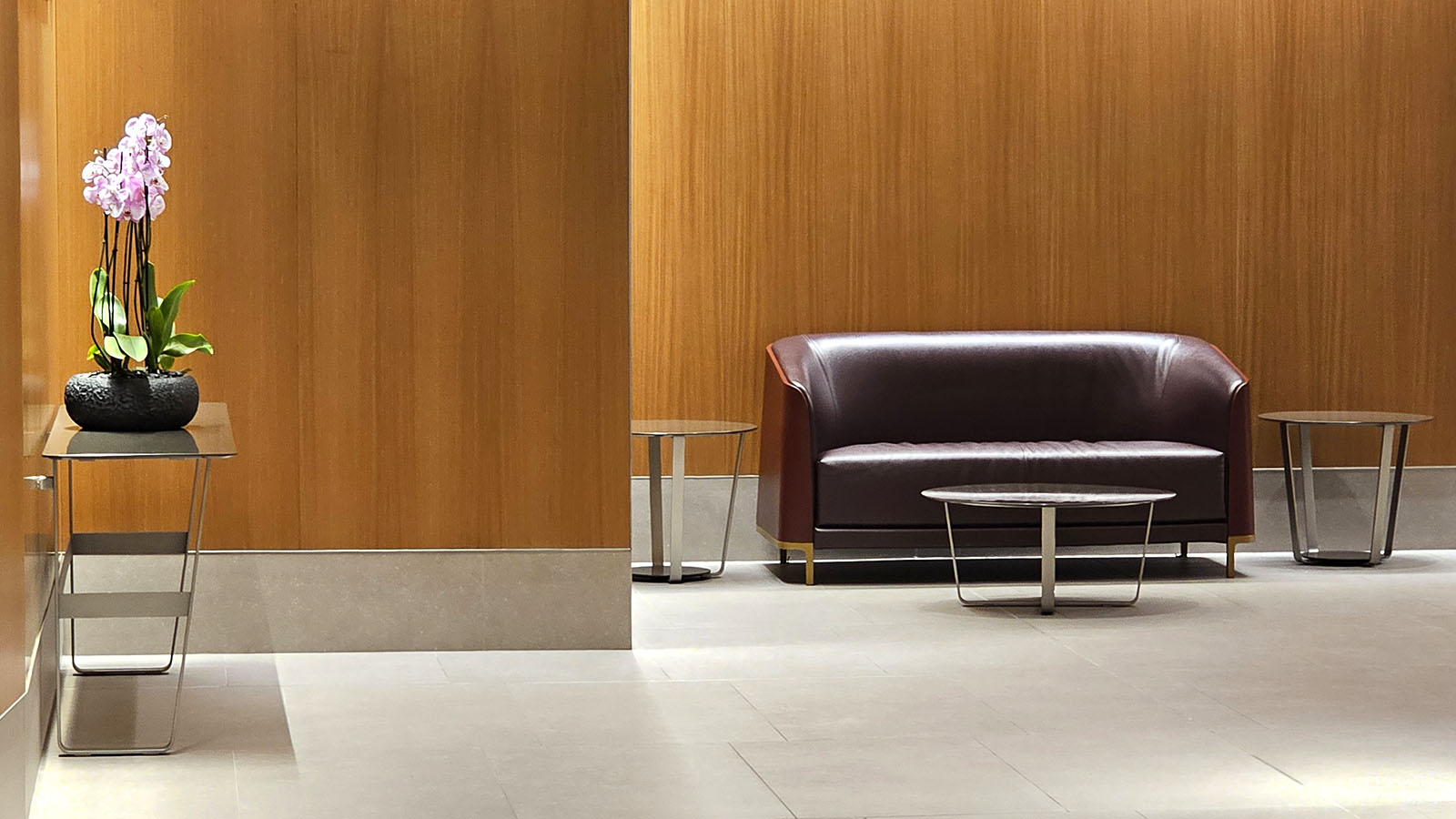 Inside the entrance to the Qatar Platinum Gold Lounge Doha